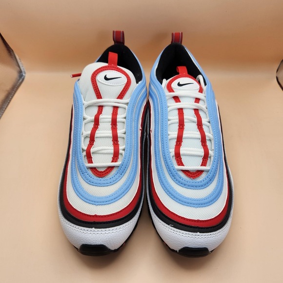 Nike Air Max 97 Shoes Mens Size 9 White Black University Red Running‎ CW6986-100